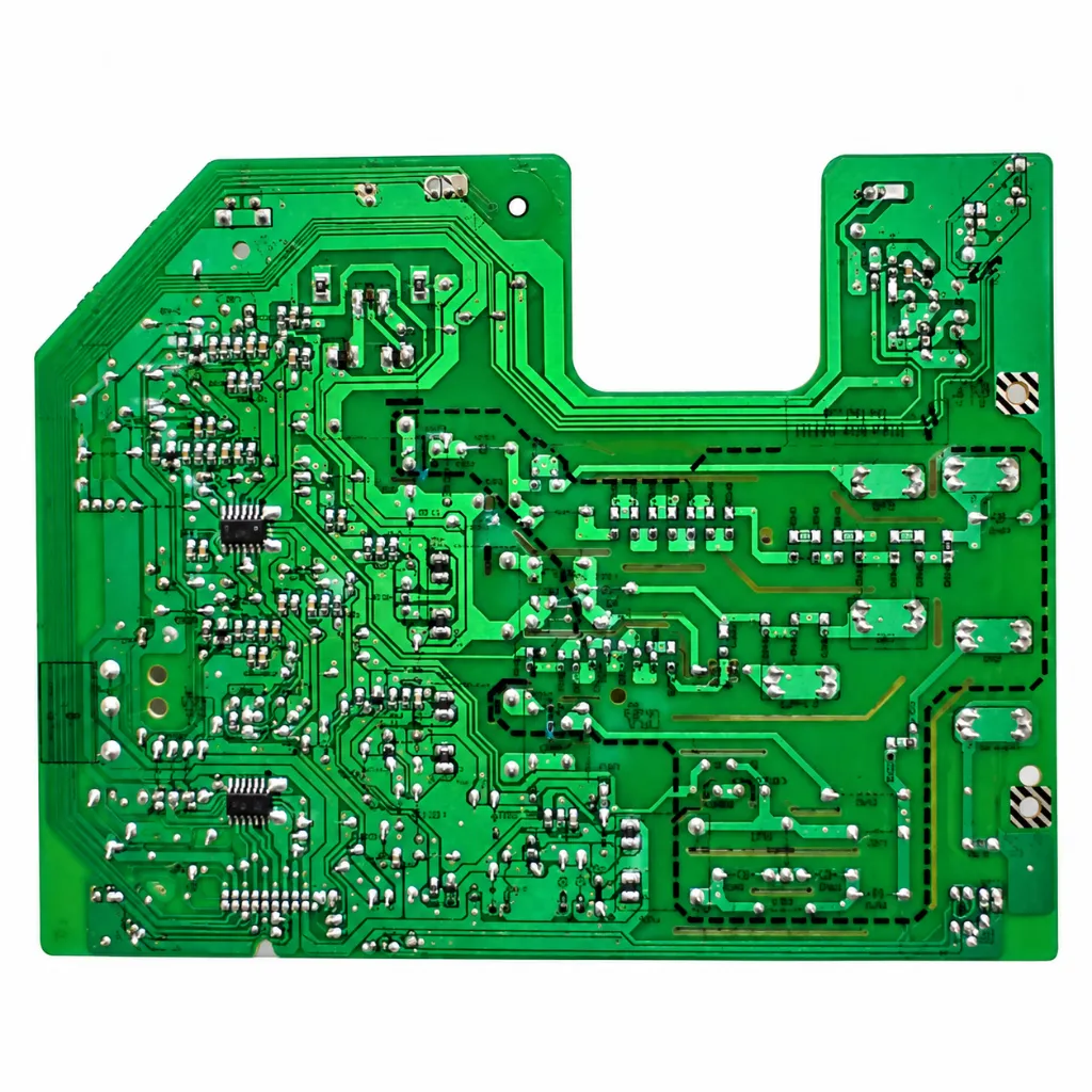 Circuito impreso verde con soldaduras.webp