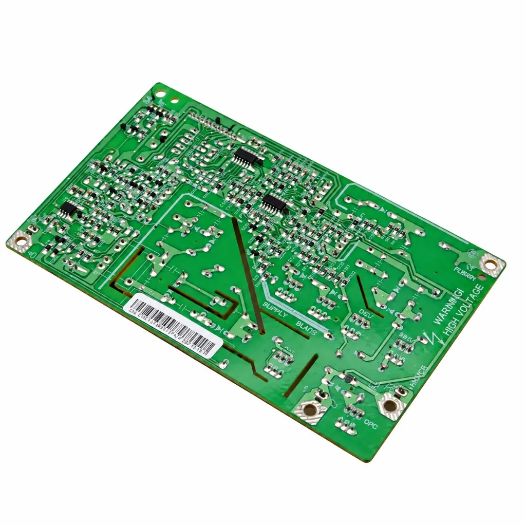 Placa de circuito impreso verde en perspectiva.webp
