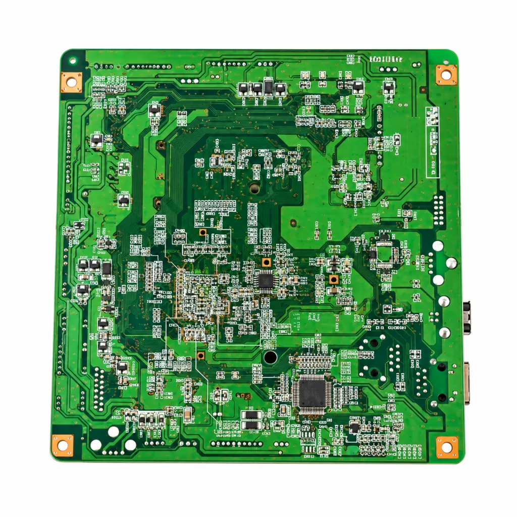 Placa PCB verde densamente poblada.webp