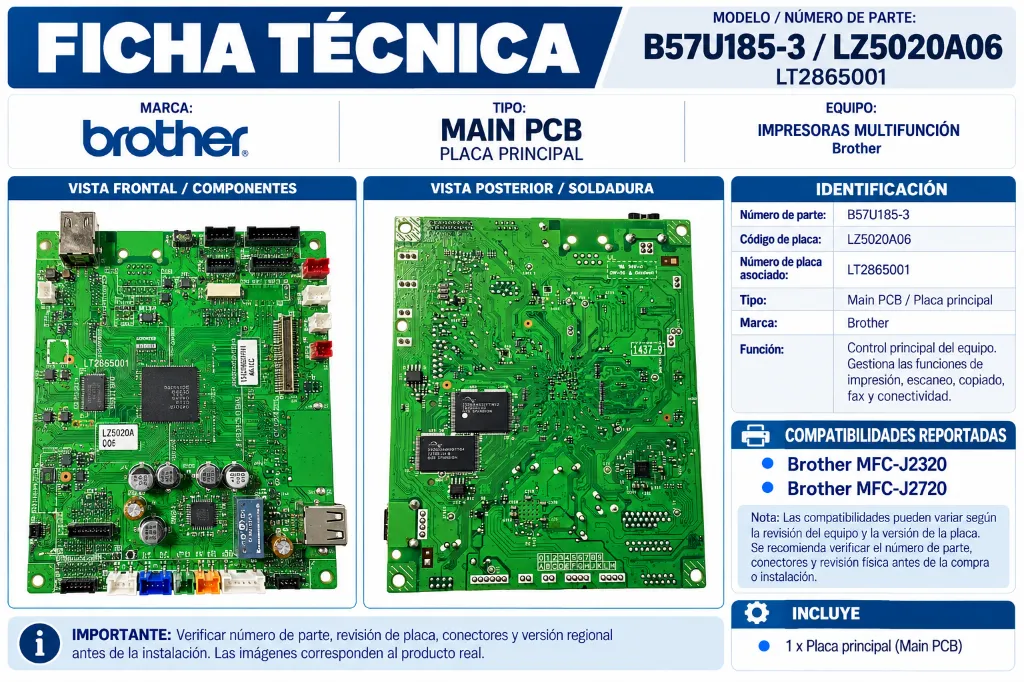 Ficha técnica de placa principal Brother.webp
