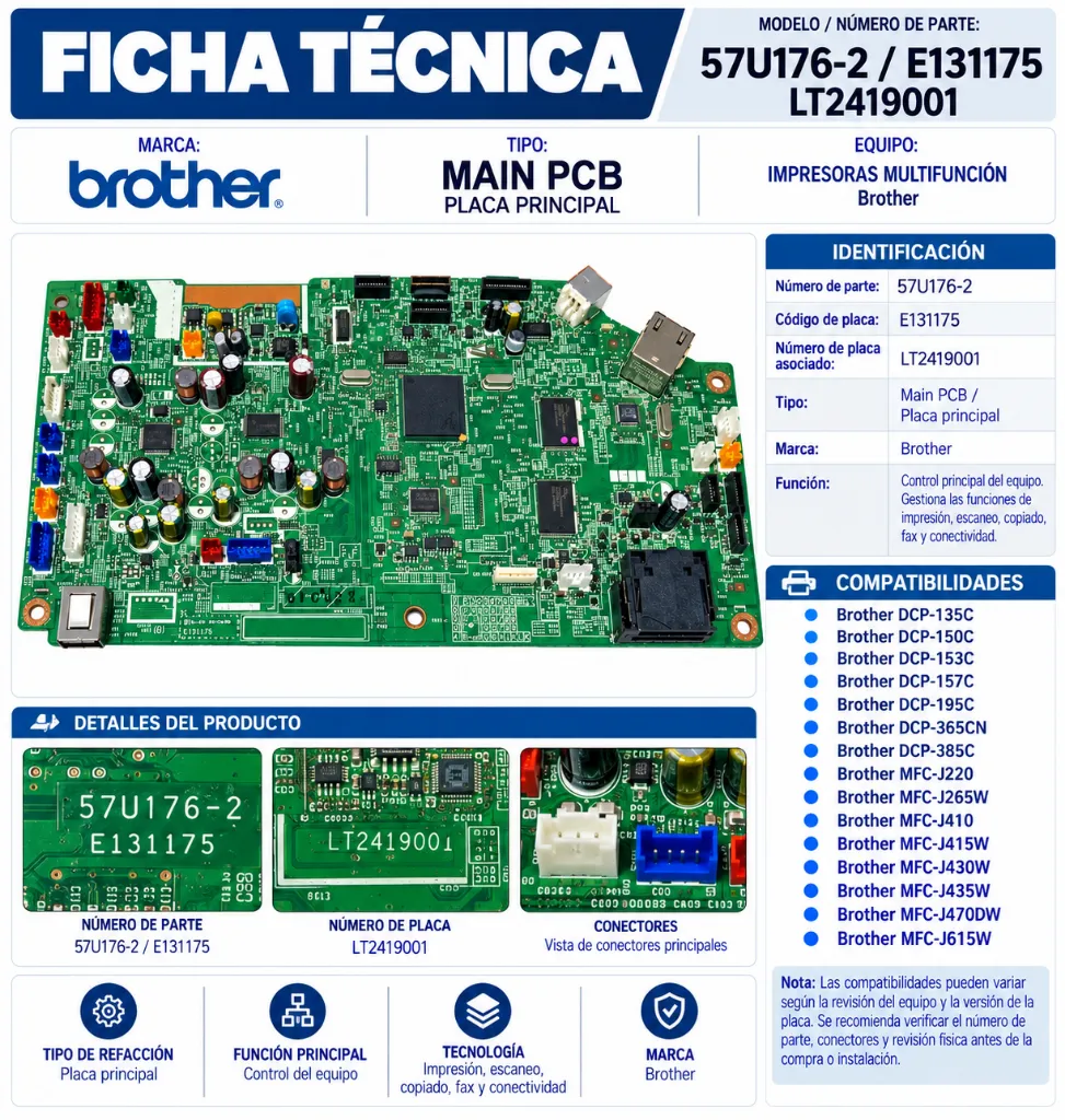 Ficha técnica de placa principal Brother.webp