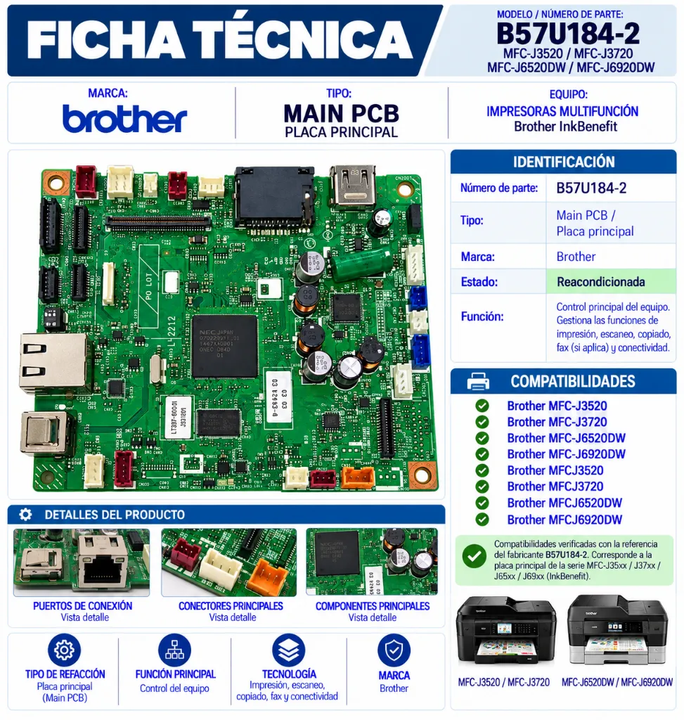 Ficha técnica de placa principal Brother.webp