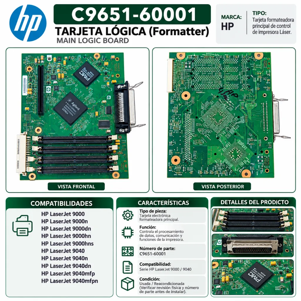 Infografía técnica de tarjeta HP C9651-60001.webp