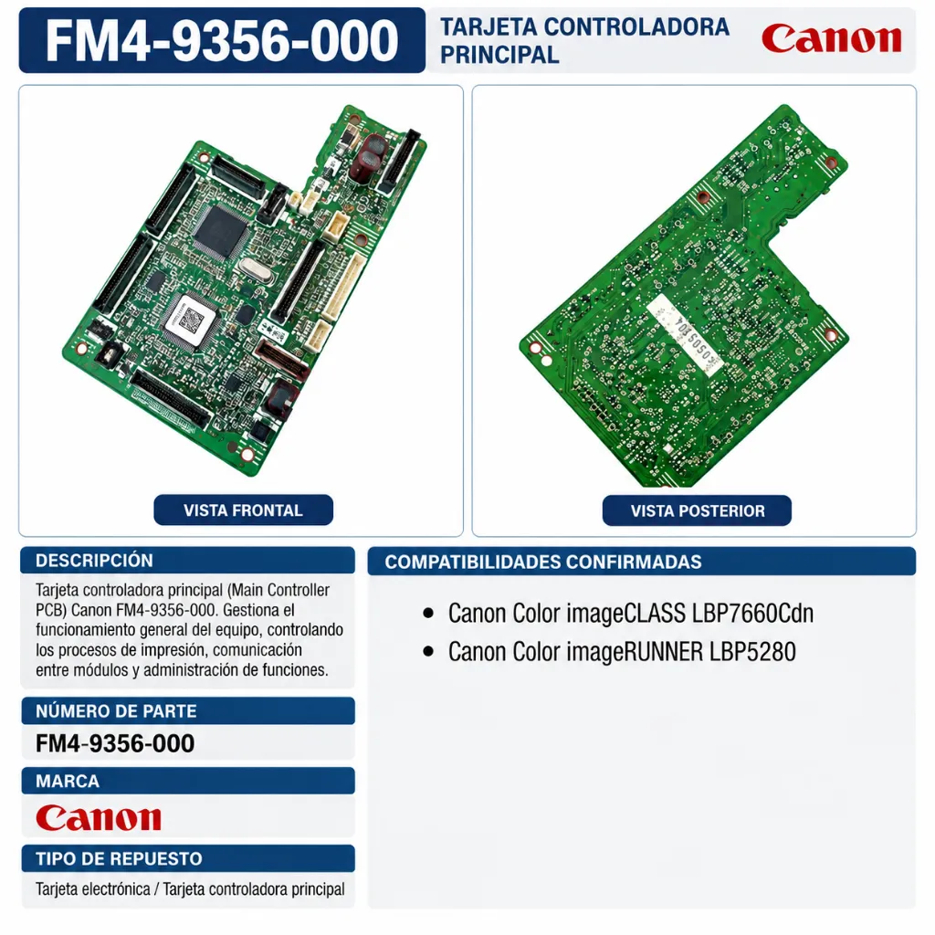 Infografía técnica de tarjeta Canon FM4-9356-000.webp