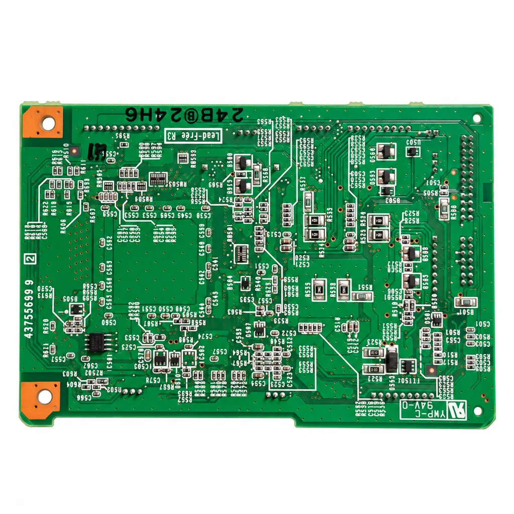 Placa de circuito impreso verde con componentes SMD.webp