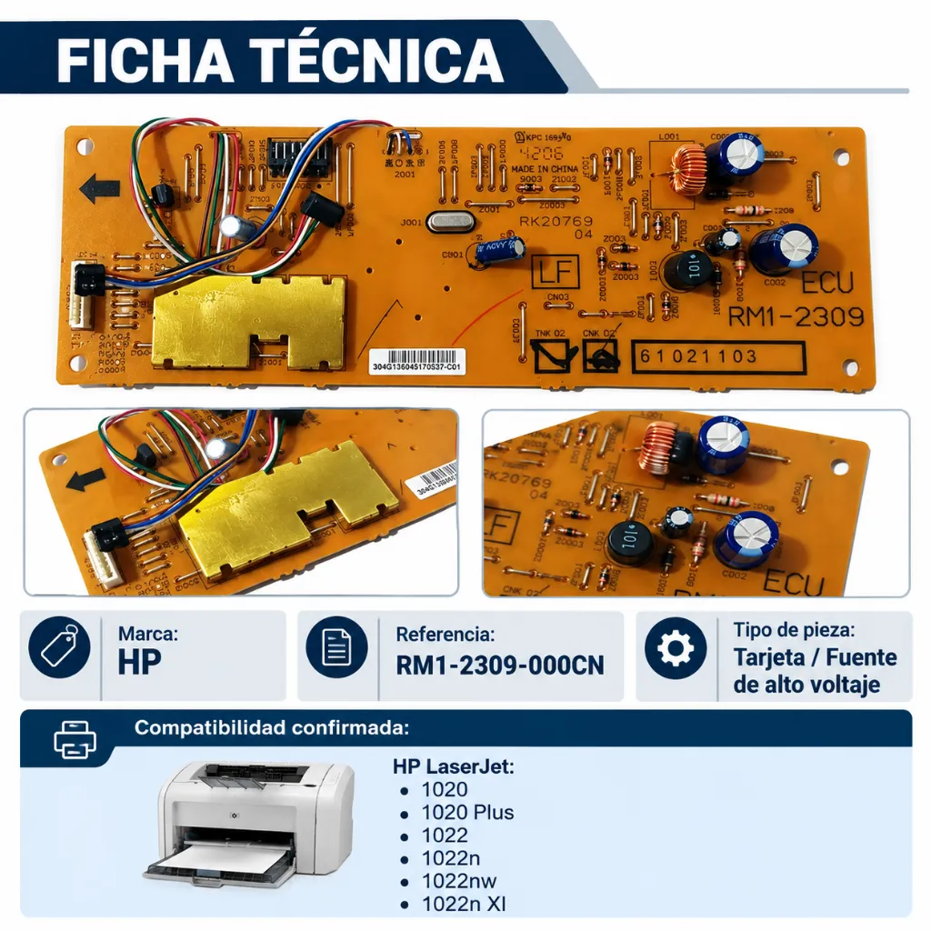 Ficha técnica_ Tarjeta HP RM1-2309 y compatibilidad.webp