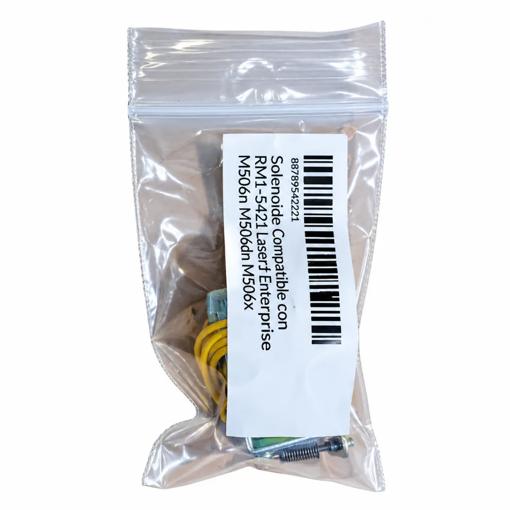 Bolsa transparente con solenoide y etiqueta barcode.webp