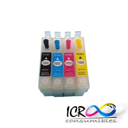 Jgo Cartuchos Rellenables para Eps t1031 T1031 - T1034 1033 Stylus TX550W TX500W office T40W TX600FW TX610FW