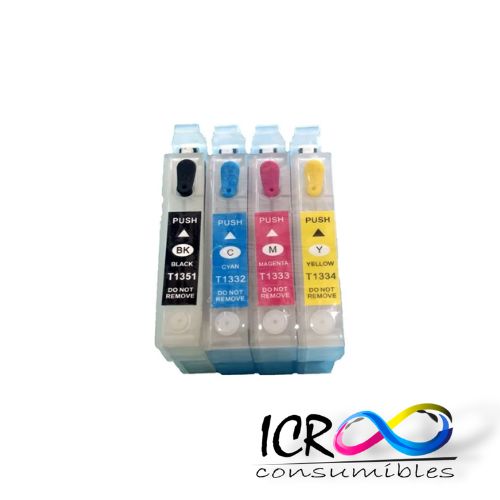 [CARRELL] Juego de Cartuchos Rellenables para Eps 1381 1331 1332 1333 TX320F TX235W TX420W TX430W TX320 TX235 TX420 TX430 TX 320F 235W 420W 430