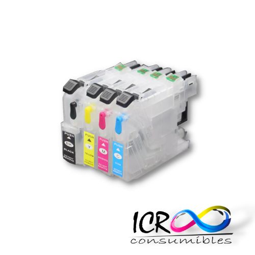 Juego de Cartuchos Rellenables para Bro Corto C / Chip LC203 MFC 485 4120 4320 4420 4620 4625 5320 5520 MFC 20DW J5620DW J5520DW J4620DW J4420DW J4320DW MFC J4620DW J4420DW J4320DW MFC J5720DW J5620DW J5520DW MFC J5720DW J5620DW J5520DW J4620DW J4420DW J4320DW J480DW J460DW MFC4720N  DCP J4220N MFC J4720N DCP J4220N MFC J4420DW J4625DW LC227 LC225  MFC J4420DW J4625DW DCP J4120DW DCP J4120DW J460DW J680DW J880DW J885DW