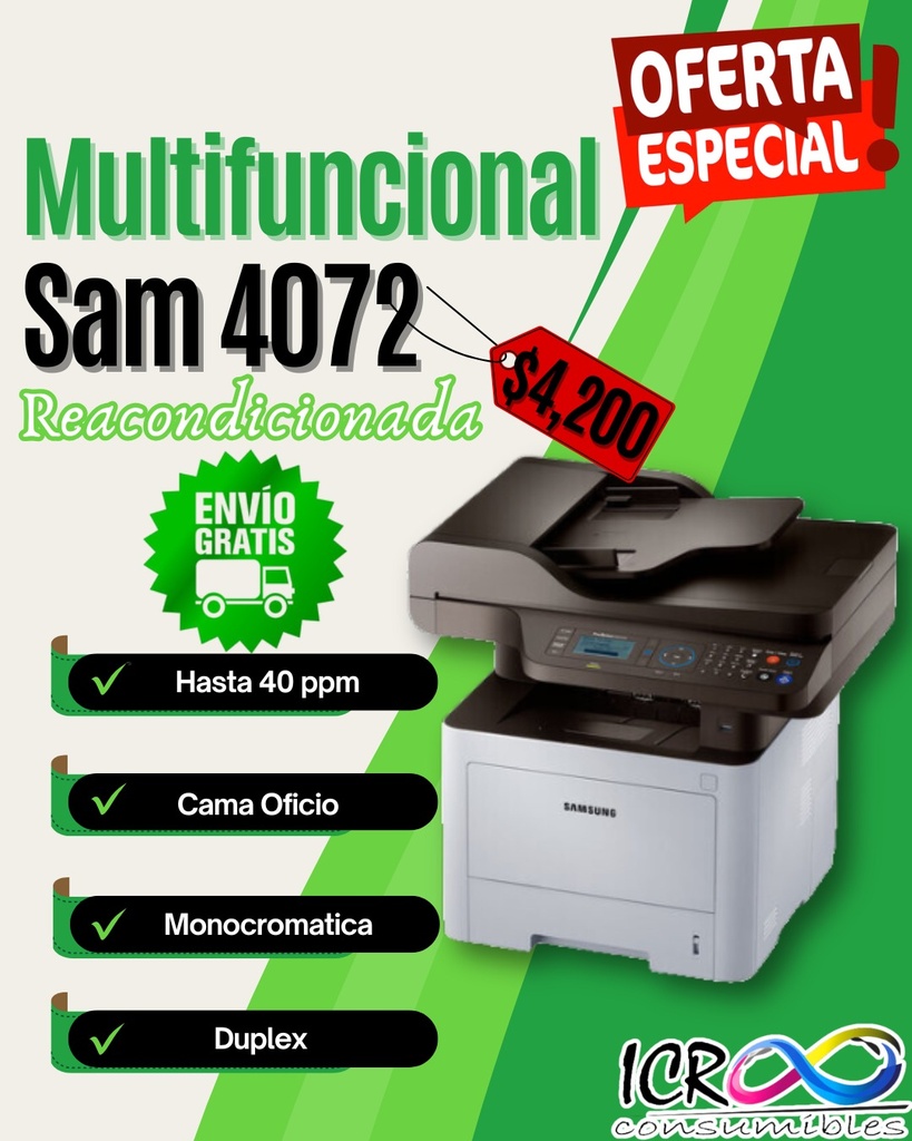 Impresora Multifuncional Reacondicionada Samsung ProXpress M4072