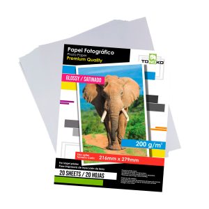 Papel Fotográfico ELEFANTE Premium Quality Glossy 5760 Blanco Carta 200g 20 Hojas