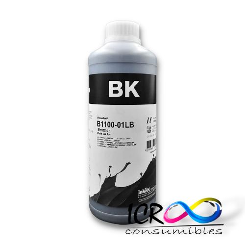 Litro de Tinta Base Agua Bk para Bro Inktec B1100-01LB LC1100BK LC980BK LC67BK LC65BK LC38BK LC39BK LC985BK LC103BK LC107BK LC123BK LC127XLBK LC133BK LC137XLBK LC563BK LC567XLBK LC529XLBK LC539XLBK