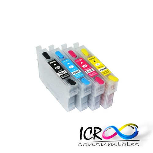 Jgo Cartuchos Rellenables para Eps T0631 T0632 T0633 T0634 C67 C87 Cx3700 C631