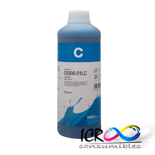 Litro de Tinta Pigmentada Cy para Can Inktec C5000-01LC PGI-1200 1200XL 1300 1300XL 1400XL 1500XL PGO-1600 1600XL 2200 2200XL 2300 2300XL PGI-2400XL 2500XL 2600 2600XL 2700 2700XL PGO-2800 2800XL 2900 2900XL