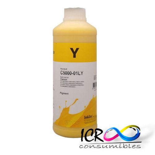 Litro de Tinta Pigmentada Ye para Can Inktec C5000-01LY PGI-1200 1200XL 1300 1300XL 1400XL 1500XL PGO-1600 1600XL 2200 2200XL 2300 2300XL PGI-2400XL 2500XL 2600 2600XL 2700 2700XL PGO-2800 2800XL 2900 2900XL