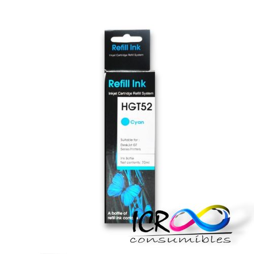 Cartucho de Tinta Gen Cy para H GT52 Ink Tank 115 410 415 315 Smart Tank 510 550 610