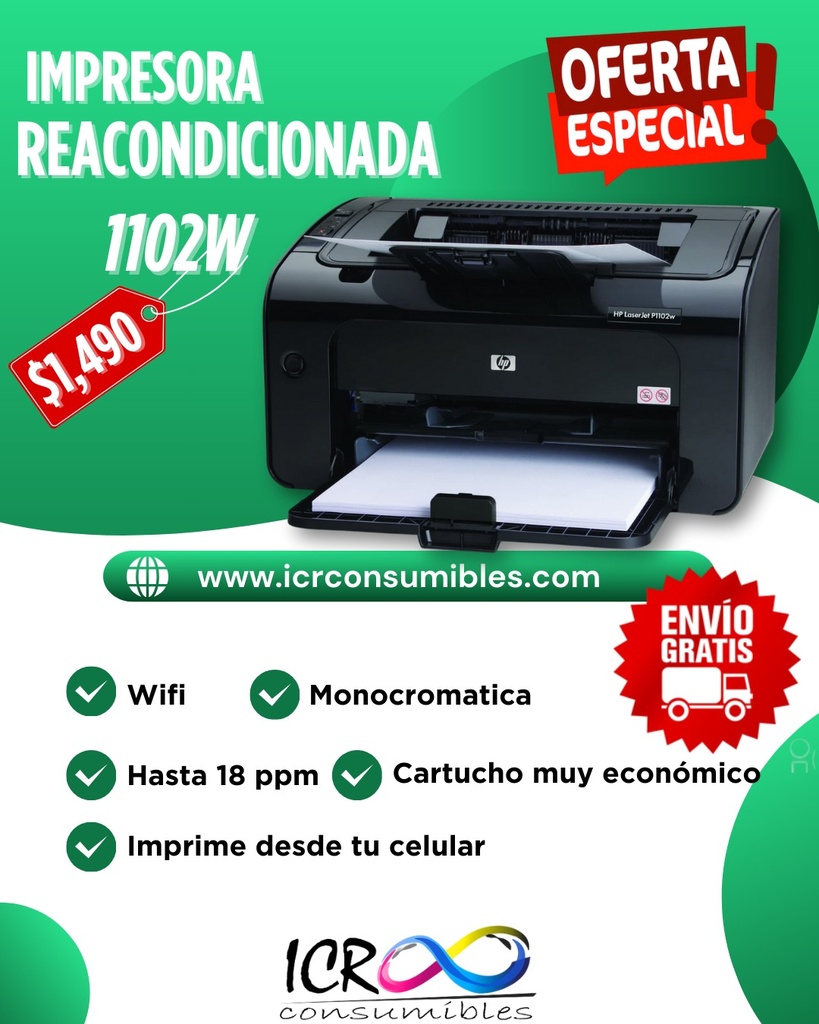 Impresora Reacondicionada H LaserJet pro serie P1102w 1102w