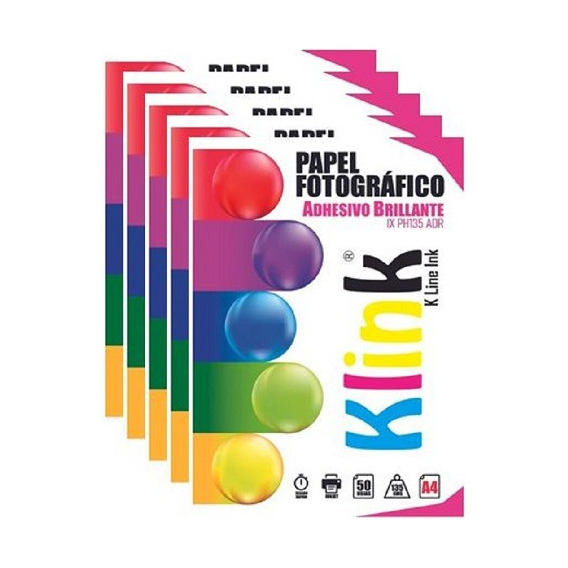 Papel Fotográfico K Line Ink Blanco Adhesivo Glossy Tamaño A4 135g 50 Hojas