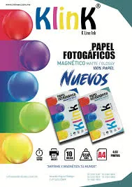 Papel Fotográfico K Line Ink Blanco Adhesivo Matte Tamaño A4 128g 50 Hojas