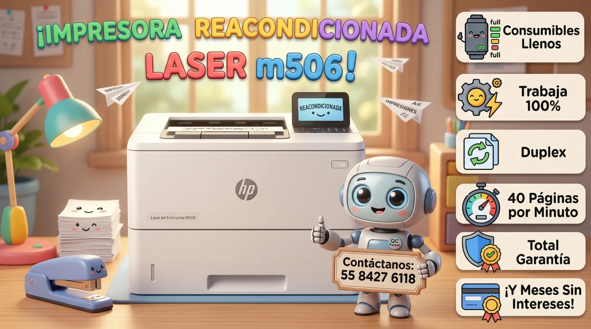 Impresora Reacondicionada M506 M506dn Duplex 43 paginas por minuto consumibles llenos excelente estetica