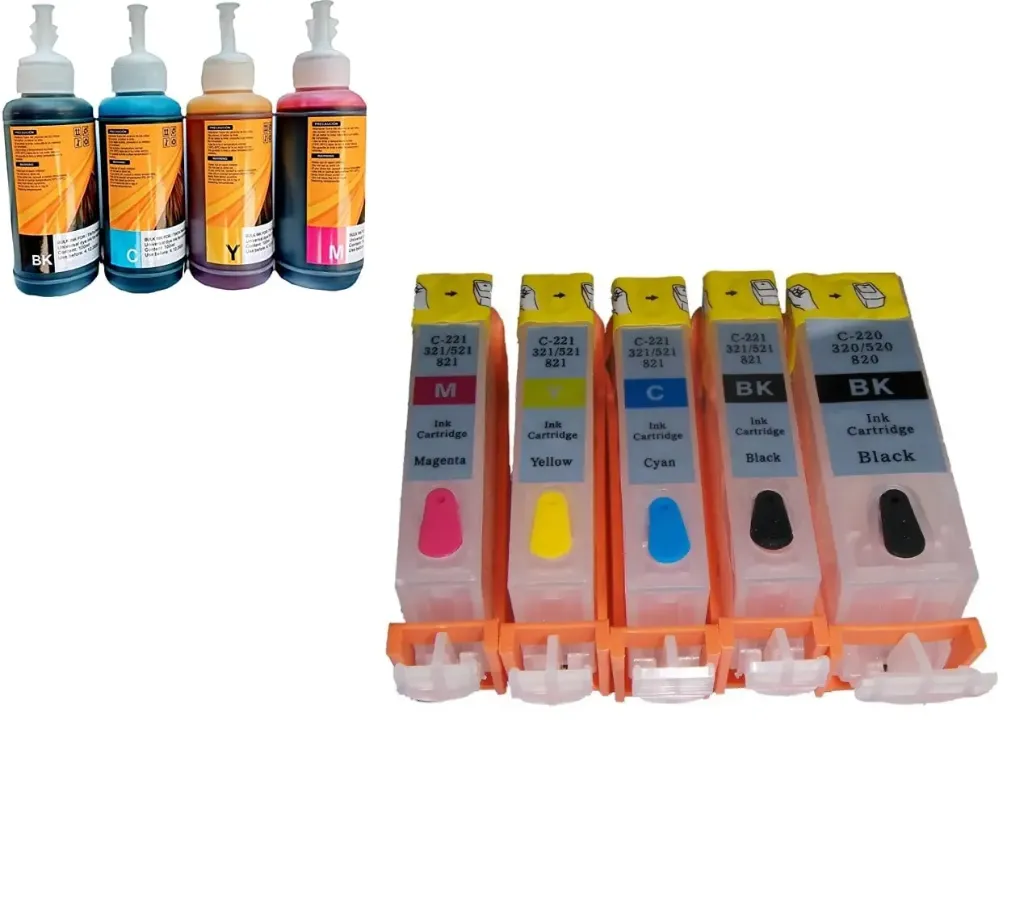 Juego rellenables para Can CLI-221 PGI 220 PiXMA MP620 MP640 MX860 MX870 iP3600
