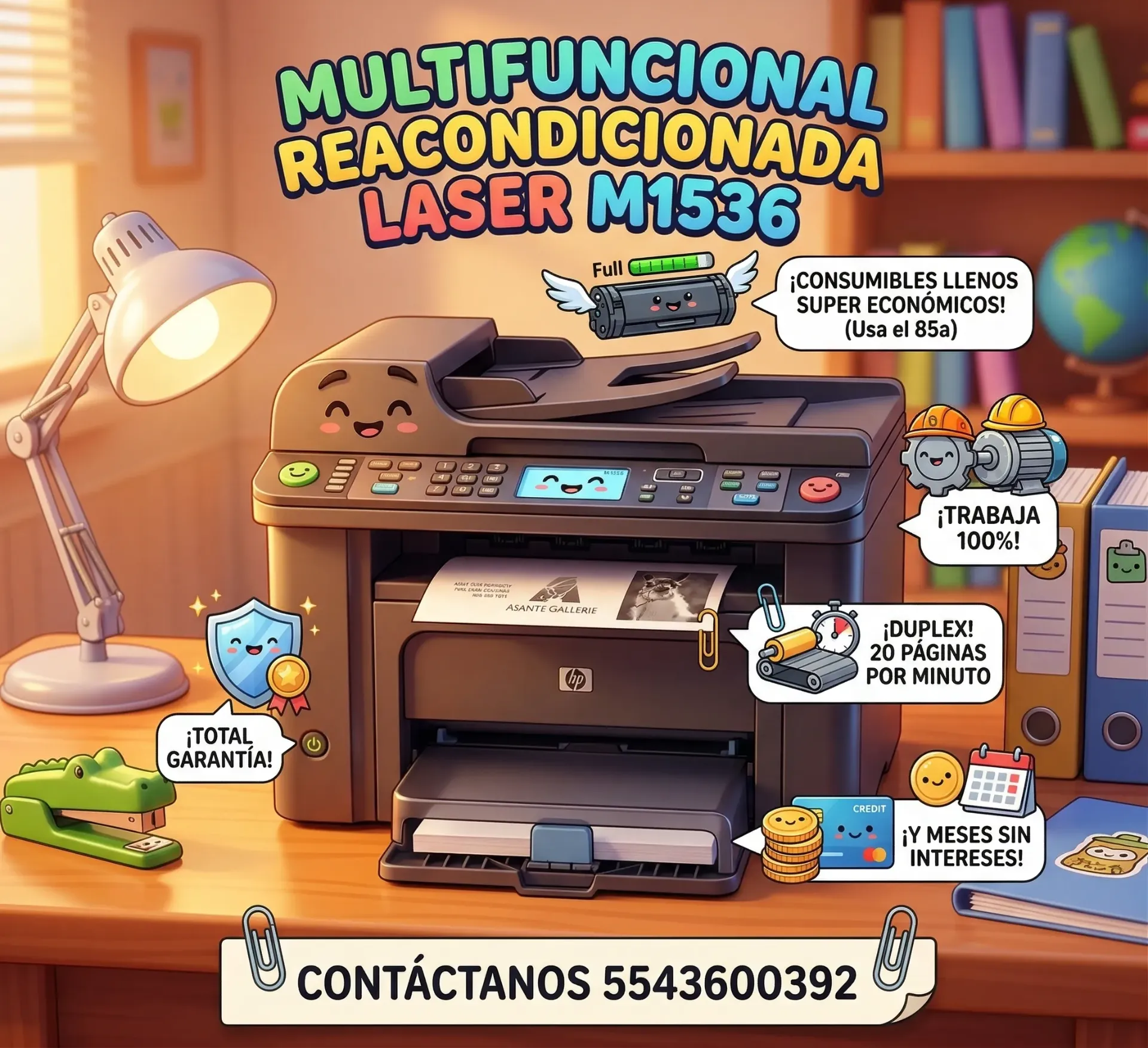 Impresora Multifuncional reacondicionada m1536 consumibles llenos super economicos usa el 85a trabaja 100% Duplex 20 paginas por minuto Envio Gratis
