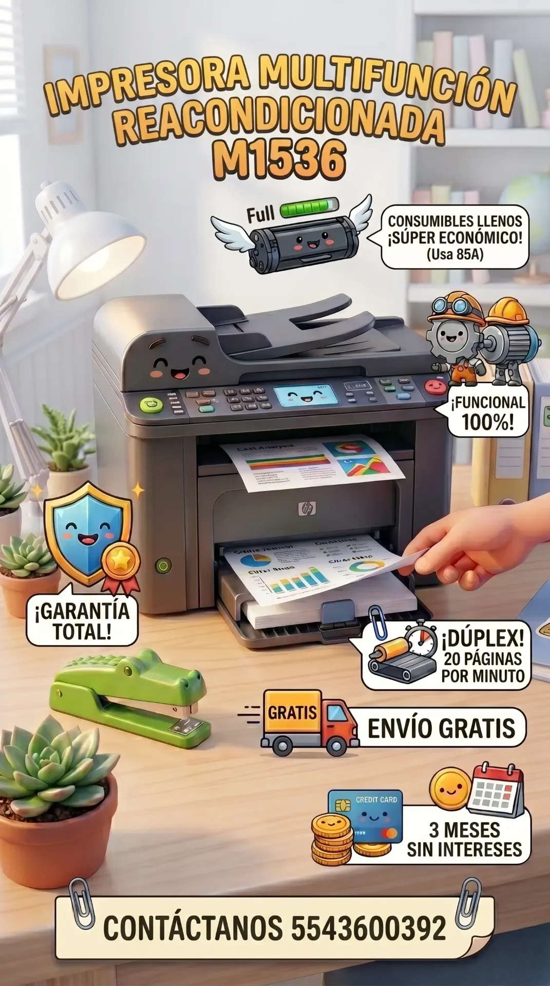 Multifuncional reacondicionada m1536 consumibles llenos super economicos usa el 85a trabaja 100% Duplex 20 paginas por minuto ENVIO GRATIS a 3 meses sin intereses