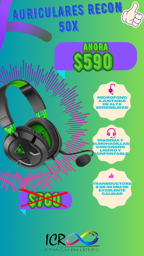 Audífonos Turtle Beach Earforce Recon 50x Xbox