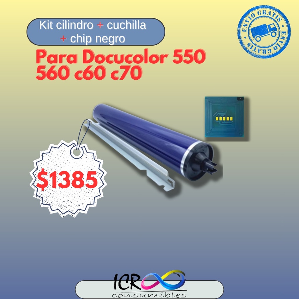 Kit Cilindro Cuchilla + chip Negro para Drum Docucolor 550 560 c60 c70