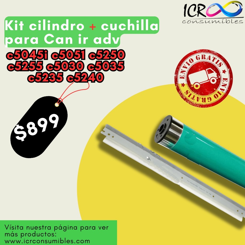 Kit cilindro + cuchilla para Canon Advance irc5045i c5051 c5250 c5255 c5030 c5035 c5235 c5240