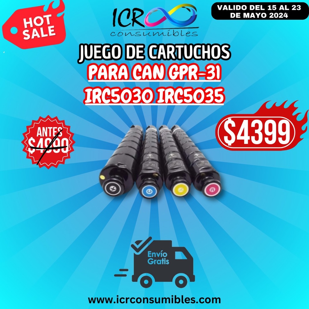 Juego de 4 cartuchos para Can C5030 C5035 C5235 C5235A C5240 C5240A  GPR31