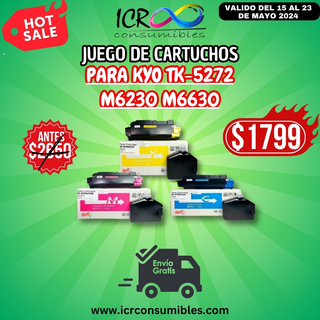 Juego de Cartuchos Toner gen para Kyo tk5272 m6230 m6630