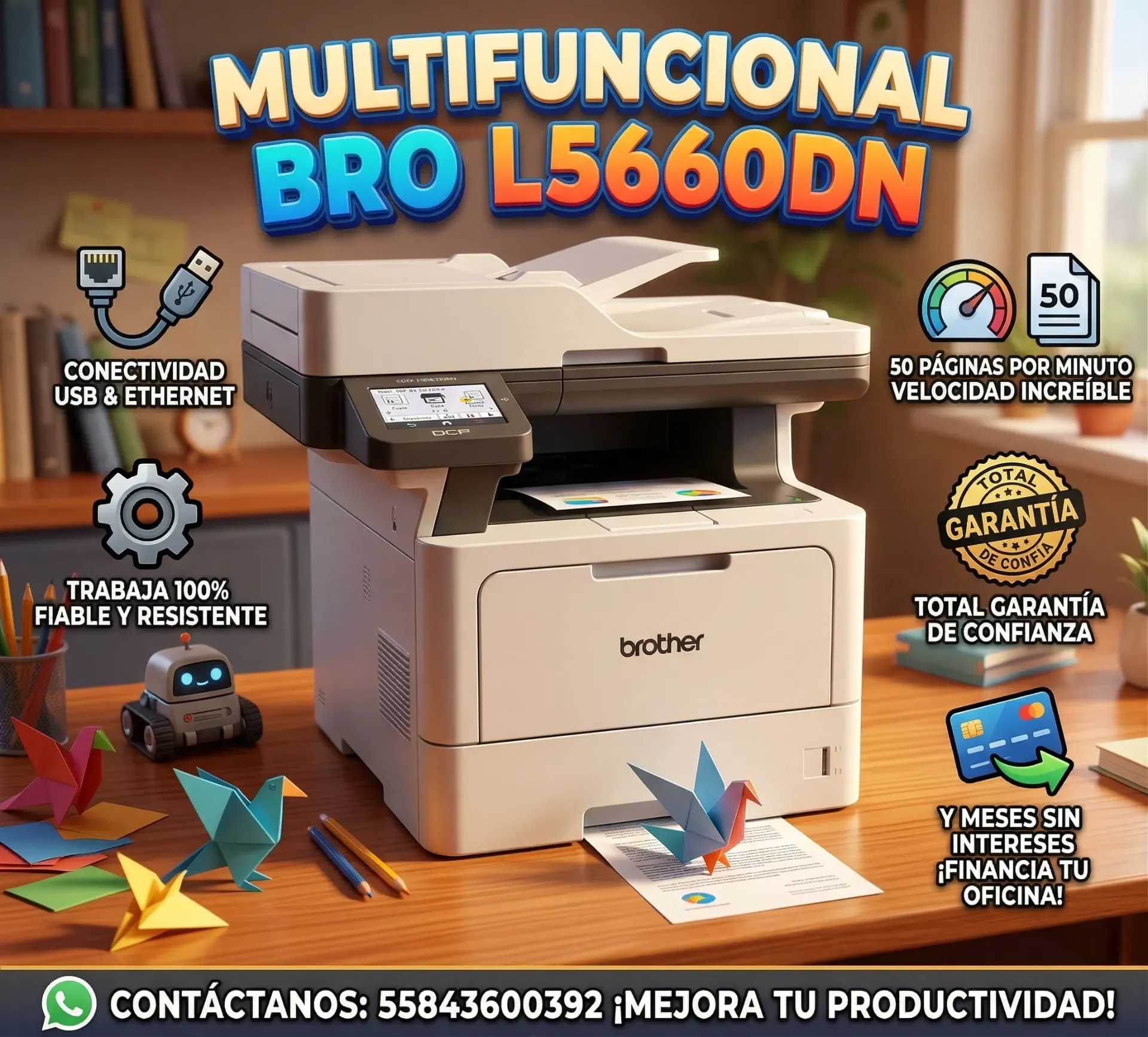 Multifuncional Bro L5660DN Cama Oficio USB   Ethernet trabaja 100% 50 paginas por minuto Total Garantia y meses sin intereses