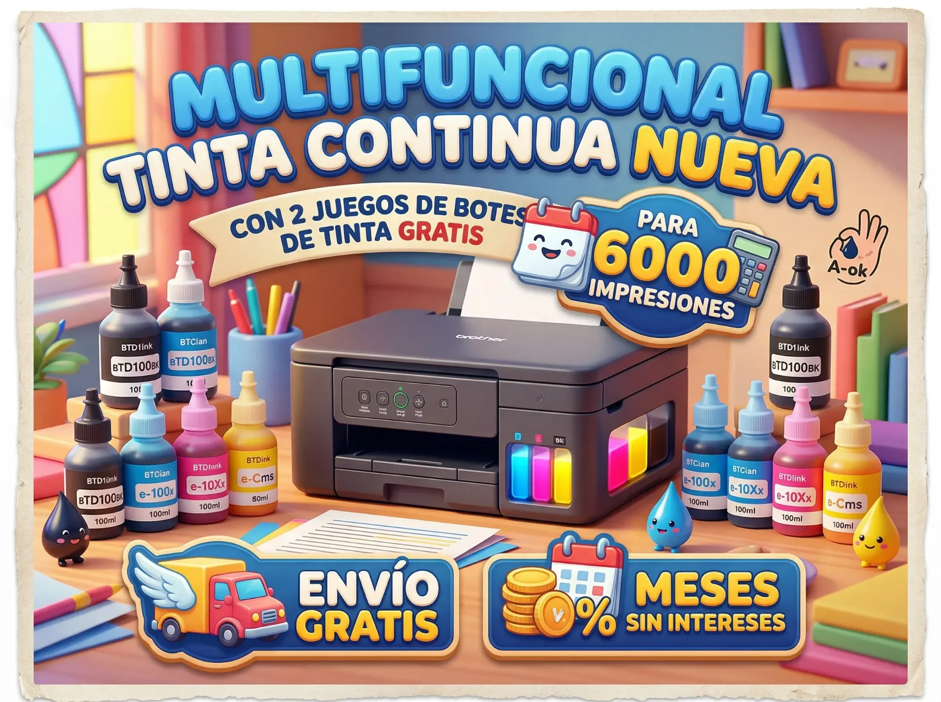 Multifuncional Nueva Bro DCP-T230  tinta continua nueva con 2 juegos de botes de tinta gratis para 6000 impresiones cada juego "envio gratis" "meses sin intereses"