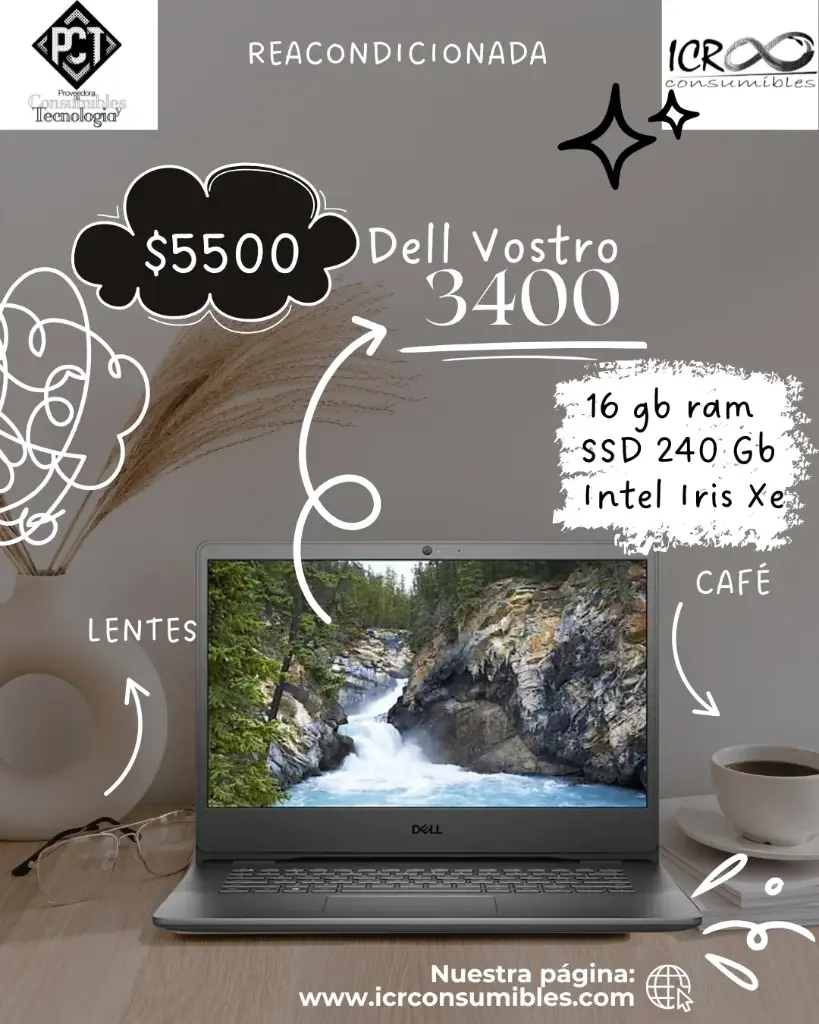 Laptop Vostro Dell 3400 Intel Core i5-1135G7 Reacondicionada SSD 240gb Ram 16gb 14´´