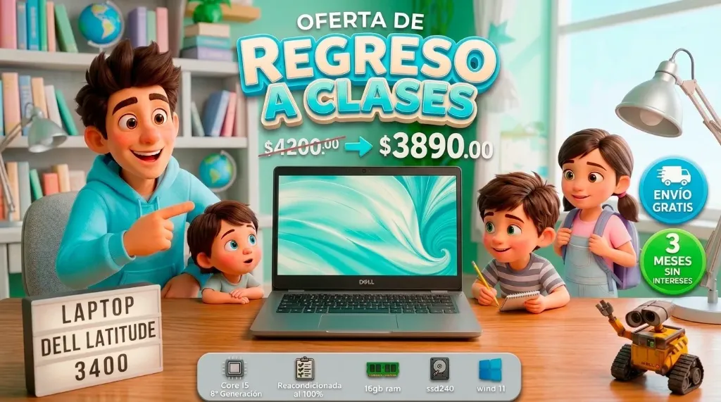 Laptop Dell Latitude 3400 reacondicionada SSD 240gb Ram 8gb pantalla 14´´ Intel Core i5 -8265U Windows 11 Profesional ENVIO GRATIS
