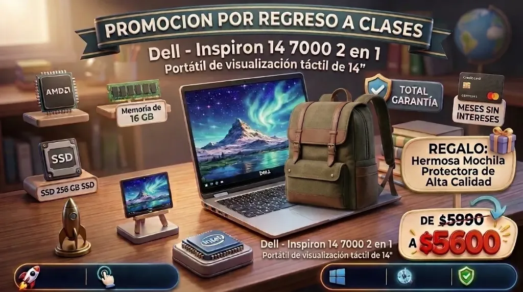 Laptop Dell Inspiron  14 7000 Intel Core i7-10510U Decima Generacion Reacondicionada SSD 256gb Ram 16gb pantalla 14´´ con detalles en la carcasa Envio Gratis 3 meses sin Intereses Mochila de Regalo