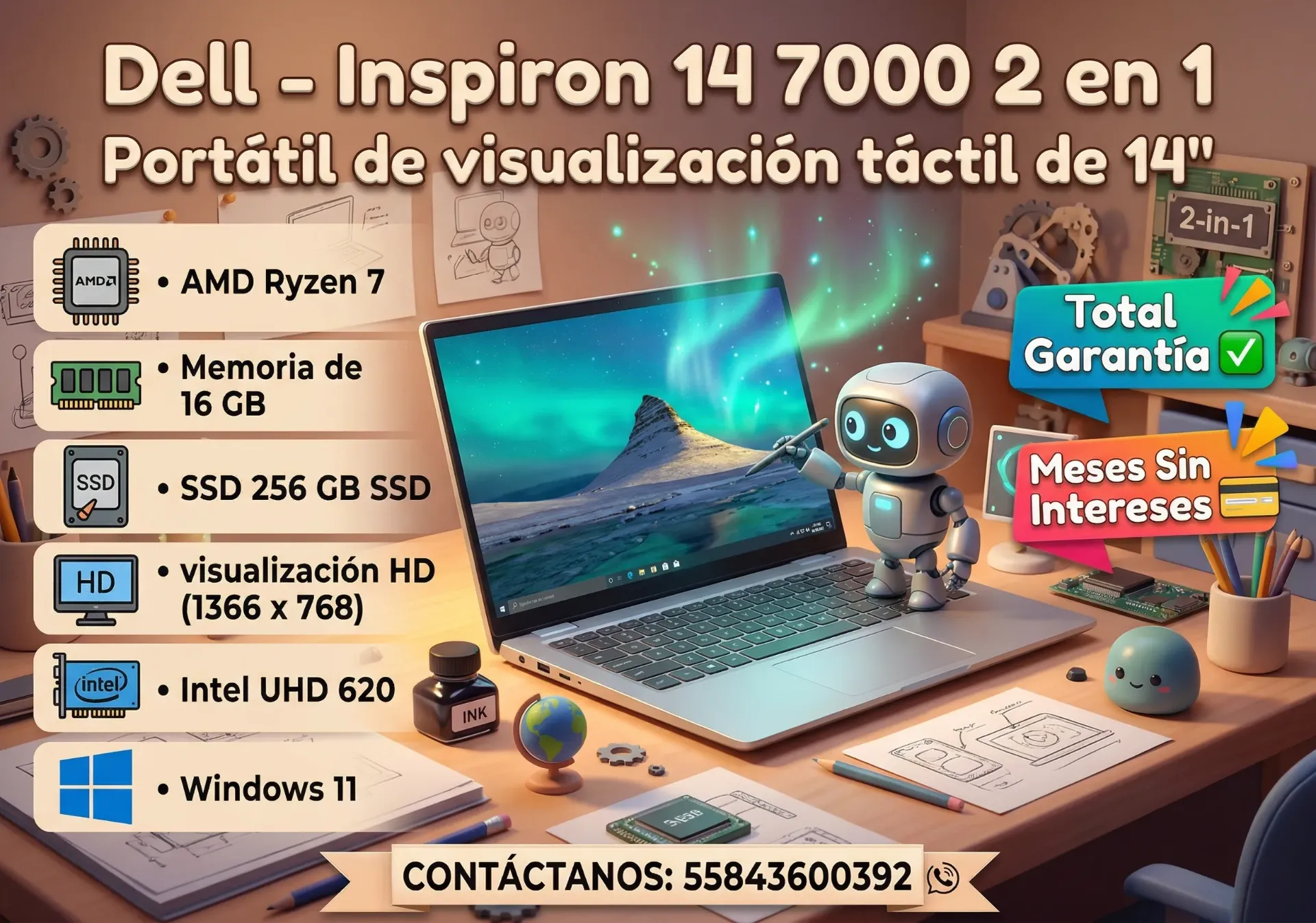 Laptop Dell Inspiron  14 7000 Intel Core i7-10510U Reacondicionada SSD 240gb Ram 8gb pantalla 14´´