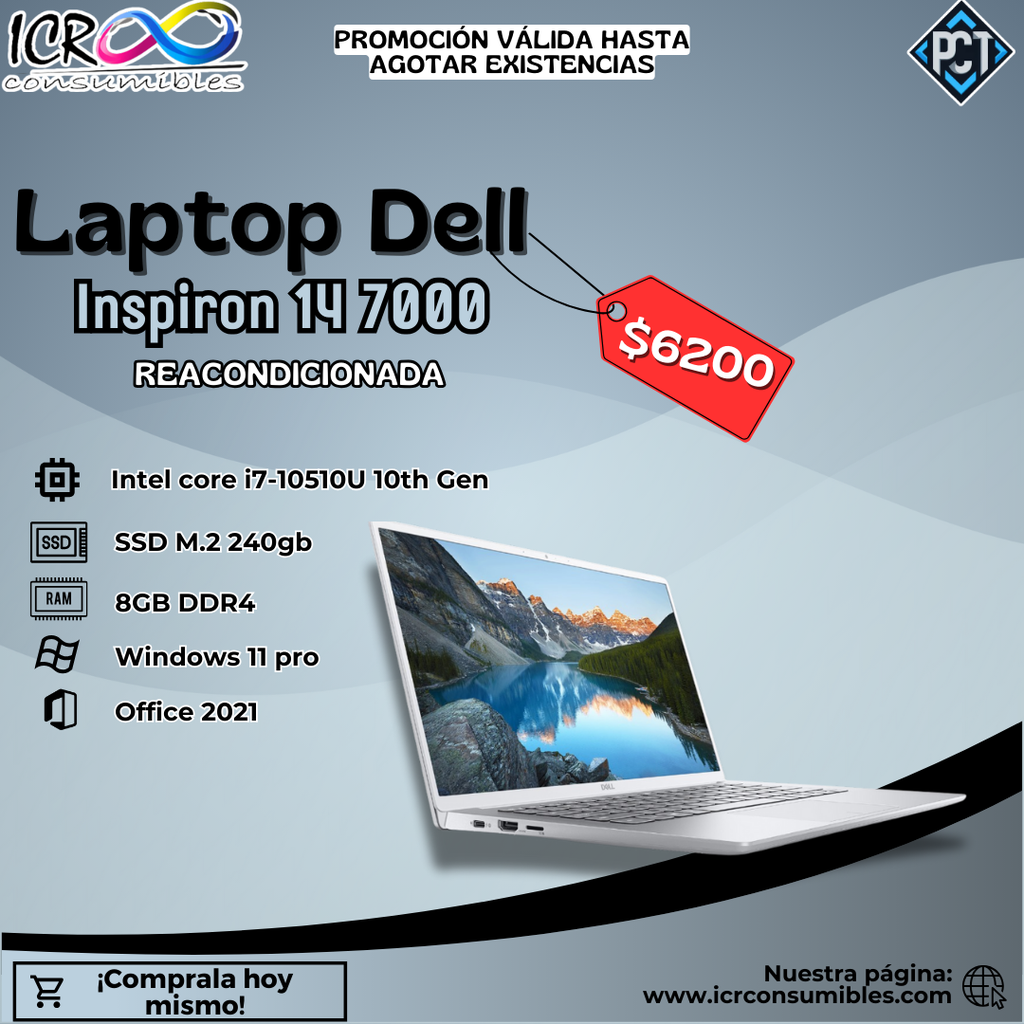 Laptop Dell Inspiron  14 7000 Intel Core i7-10510U Reacondicionada SSD 240gb Ram 8gb pantalla 14´´