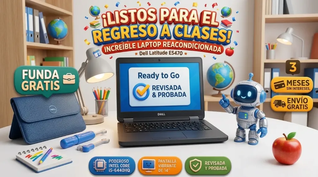 Laptop Dell E5470 Intel Core i5-6440HQ Reacondicionada SSD 240gb Ram 8gb, pantalla 14´´ Funda color negro, Envio Gratis 6 meses de garantia 3 meses sin intereses