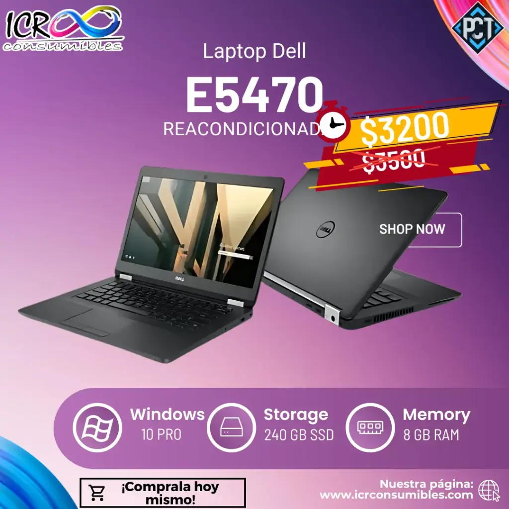 Laptop Dell E5470 Intel Core i5-6440HQ Reacondicionada SSD 240gb Ram 8gb, pantalla 14´´