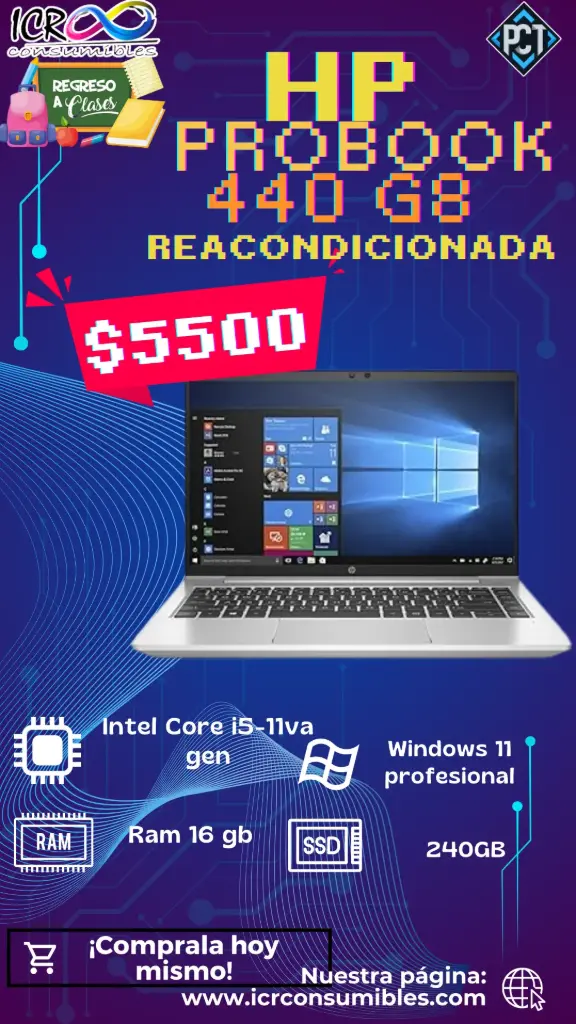 Laptop Hp Probook 440 G8 Intel Core i5-1135G7 Quad core Reacondicionada SSD 240gb 16gb Ram  Pantalla 14´´