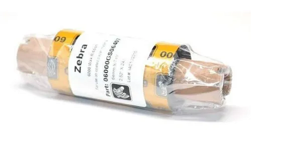 Cinta de Cera Zebra 64mm x 70m (252 Pulgadas x 229 Pies) 6000 0600gs06407