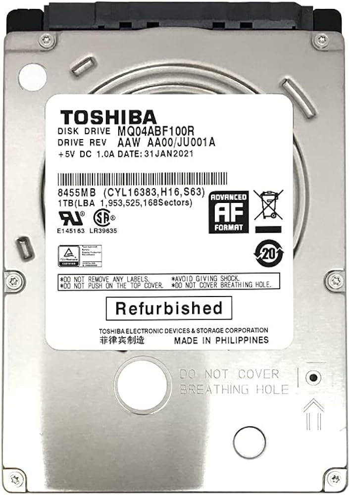 Disco Duro HDD MQ04ABF100 Toshiba 1tb 5400 rpm Sata 7mm 2.5" 128mb/s 6Gbts/s reacondicionado