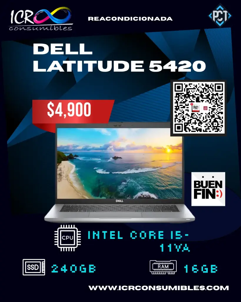Laptop Dell Latitude 5420 reacondicionada Core I5 11th 16gb 240gb Ssd 14 Fhd