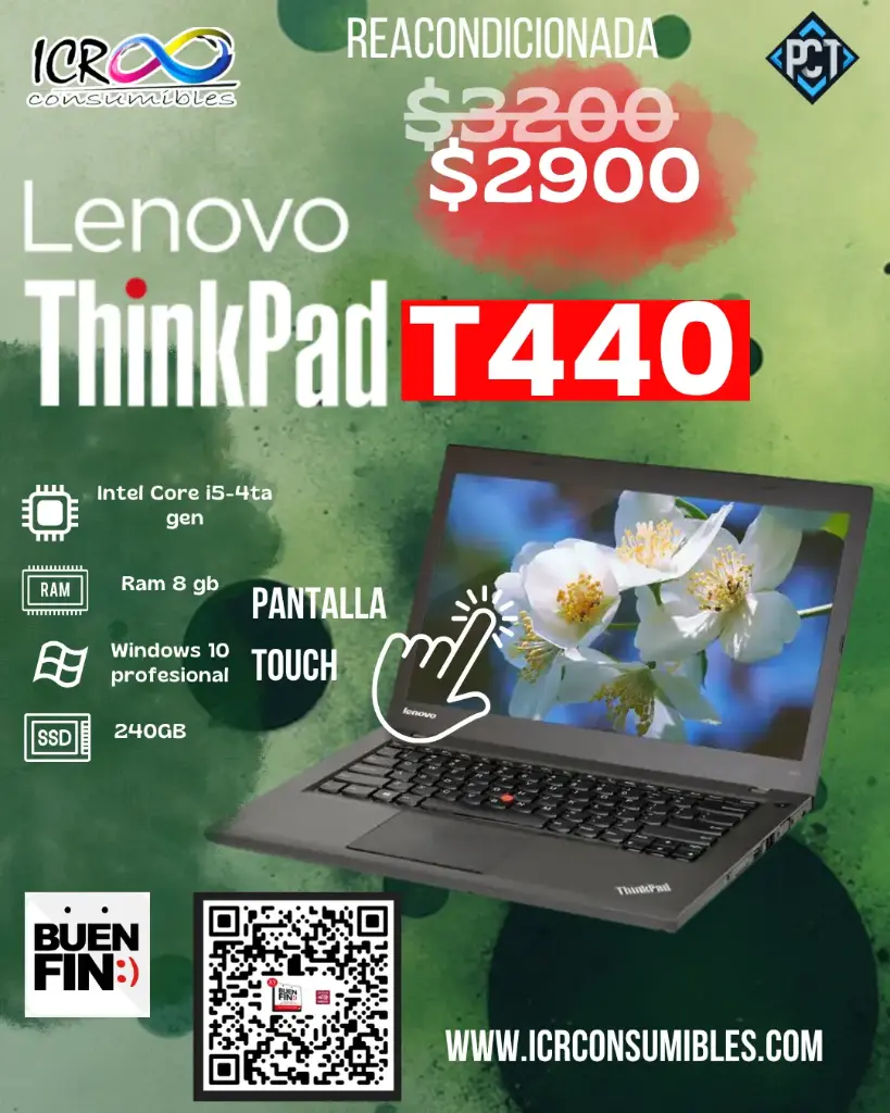 Lenovo ThinkPad T440 – 4ta Generación con Pantalla Touch 8GB RAM / SSD 240GB