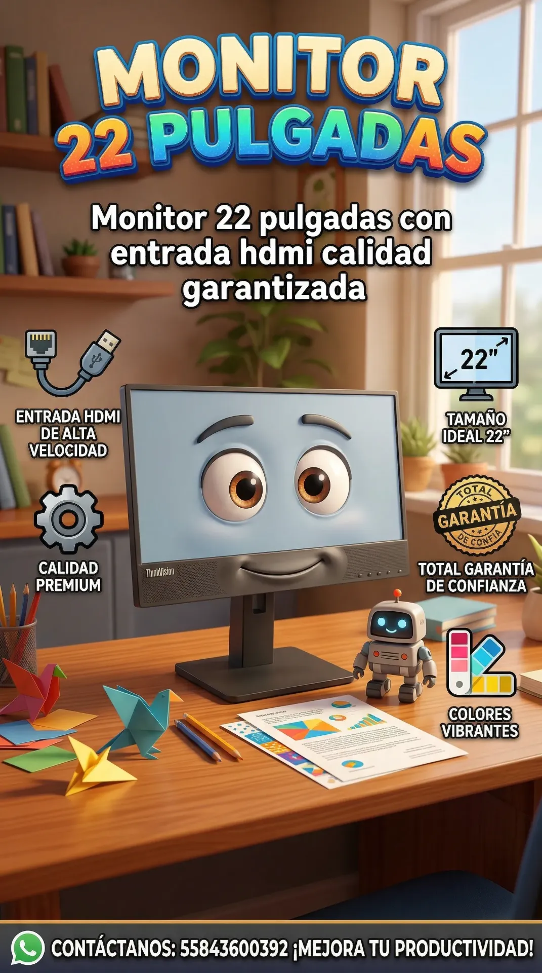 Monitor Reacondicionado  22" 1920x1080 Full HD 100Hz HDMI Negro