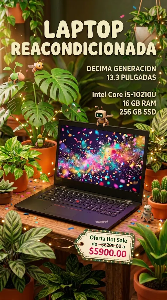 Laptop reacondicionada Lenovo Thinkpad L13 pantalla: 13.3 Pulgadas,  Intel Core i5-10210U Decima Generacion  16 GB RAM  256 GB SSD Envio Gratis 3 meses sin intereses