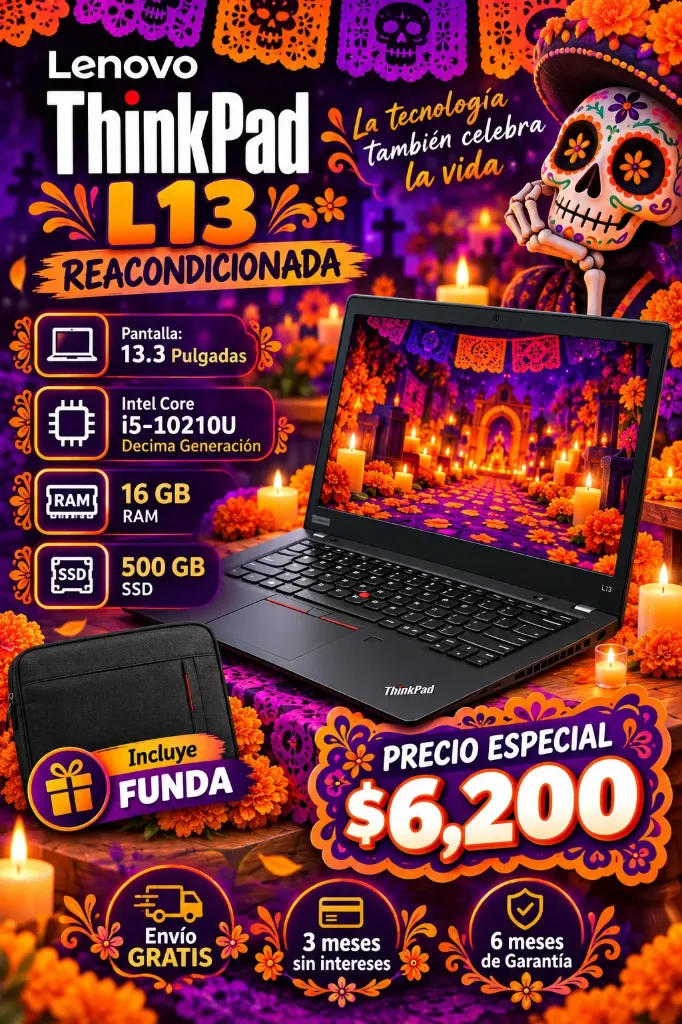 Laptop reacondicionada Lenovo Thinkpad L13 pantalla: 13.3 Pulgadas,  Intel Core i5-10210U Decima Generacion  16 GB RAM  256 GB SSD Envio Gratis 3 meses sin intereses
